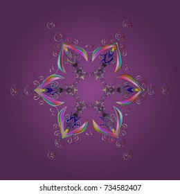 Symbol of winter. Vector illustration. Snowflake winter. Isolated watercolor snowflakes on colorful background.