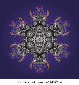 Symbol of winter. Vector illustration. Snowflake winter. Isolated watercolor snowflakes on colorful background.