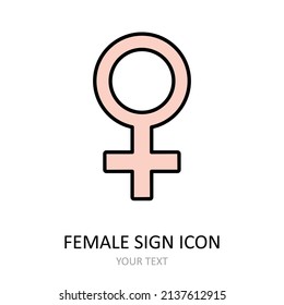 The symbol of woman, the astronomical symbol of Venus and the alchemical symbol of copper. Vector icon