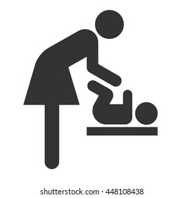 Symbol for woman and baby, toilet room for mothers with kids. Mother and child icon.