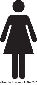The symbol of a woman in black wears a skirt
