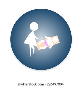 Symbol for women and baby, baby changing. vector illustration