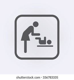 Symbol for women and baby, toilet. Vector illustration
