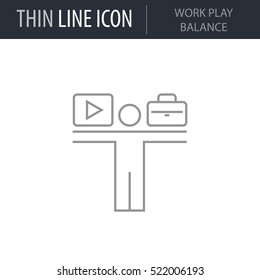 Symbol of Work Play Balance. Thin line Icon of Productivity And Concentration. Stroke Pictogram Graphic for Web Design. Quality Outline Vector Symbol Concept. Premium Mono Linear Beautiful Plain