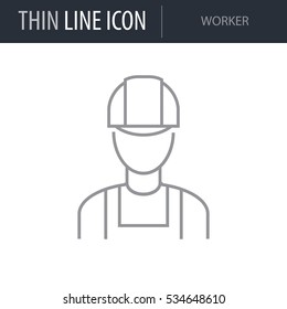 Symbol of Worker Thin line Icon of Different People. Stroke Pictogram Graphic for Web Design. Quality Outline Vector Symbol Concept. Premium Mono Linear Beautiful Plain Laconic Logo