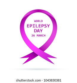 Symbol of the World epilepsy day. Vector illustration. 26 March. Purple Ribbon isolated.