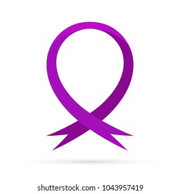 Symbol of the World epilepsy day. Vector illustration. 26 March. Purple Ribbon in flat design isolated.