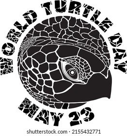 symbol of world turtle day, which represents a drawing of a camouflage turtle and a head