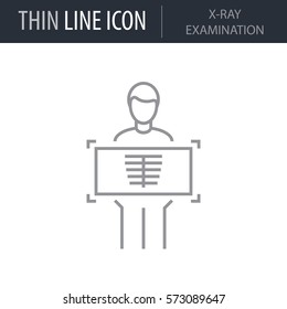 Symbol of X-ray Examination. Thin line Icon of Medicine Part One. Stroke Pictogram Graphic for Web Design. Quality Outline Vector Symbol Concept. Premium Mono Linear Beautiful Plain Laconic Logo