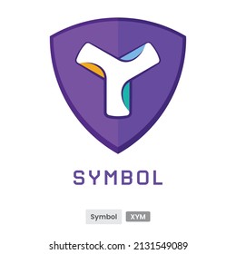 Symbol (XYM) crypto currency symbol logo template. Altcoin vector illustration template. Block chain based futuristic and decentralized virtual payment money concept.