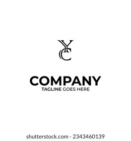 Symbol YC letter logo on white background, can be used for art companies, sports, etc