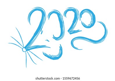 symbol of the year 2020 on the Chinese calendar rat mouse blue logo mascara hand drawing vector