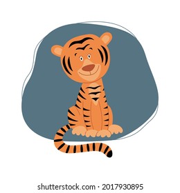 The symbol of the year 2022 according to the Chinese calendar is a tiger. Clipart. Vector illustration in a flat style.