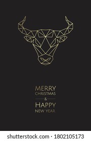Symbol of the year, bull. Sketch silhouette bull. Chinese Happy new year 2021.