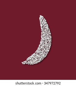 Symbol year monkey banana red backdrop made from white hoarfrost particles - vector