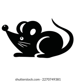 Symbol of the year, mouse, rat, hamster, rodent, vector illustration, silhouette 