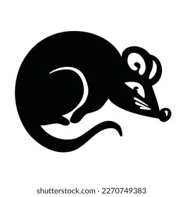 Symbol of the year, mouse, rat, hamster, rodent, vector illustration, silhouette 