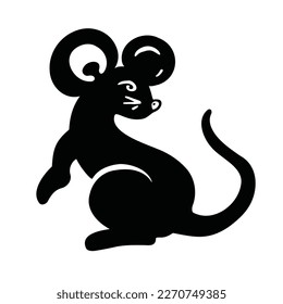 Symbol of the year, mouse, rat, hamster, rodent, vector illustration, silhouette 