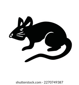 Symbol of the year, mouse, rat, hamster, rodent, vector illustration, silhouette 