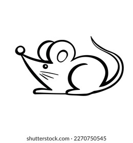 Symbol of the year, mouse, rat, hamster, rodent, line and vector illustration