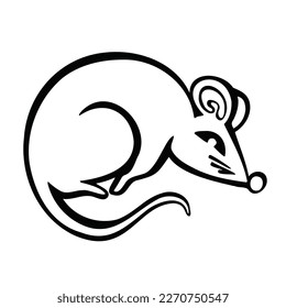 Symbol of the year, mouse, rat, hamster, rodent, line and vector illustration