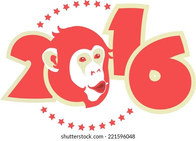 symbol of year on Chinese calendar monkey in red on figures of the year