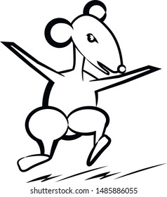 Symbol of the year rat bouncing in outline image