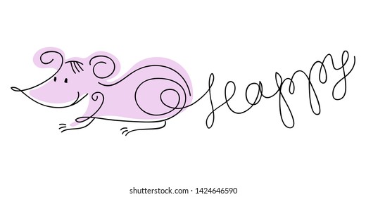the symbol of the year of the Rat is drawn from the figures 2020. tail forms the writing happy