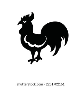 Symbol of the year, rooster chicken, silhouette and vector illustration