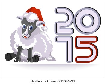 Symbol of the year - sheep in a red cap with the numbers of the year.