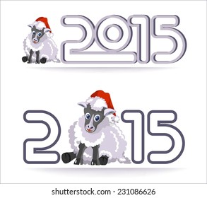Symbol of the year - sheep in a red cap with the numbers of the year.