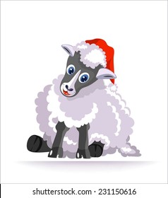 Symbol of the year - sheep in a red cap with the numbers of the year.