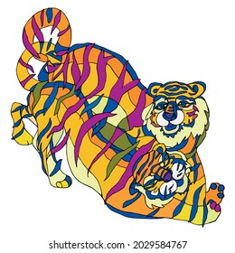 The symbol of the year of the tiger. Playing tigers on an isolated background. Vector eps 10.