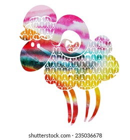 symbol of the year watercolor knitted sheep