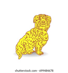 Symbol of the year, yellow dog, cartoon on a white background.vector