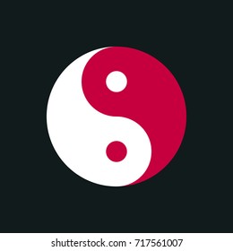 Symbol of Yin Yan on a dark background. Vector illustration.