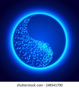 Symbol of yin and yang. blue