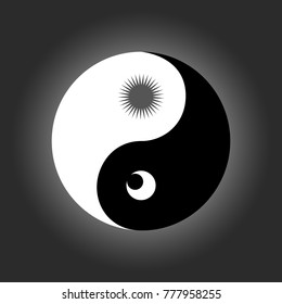 Symbol Yin yang as day and night. Abstract sign vector illustration