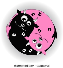 symbol yin yang with devils