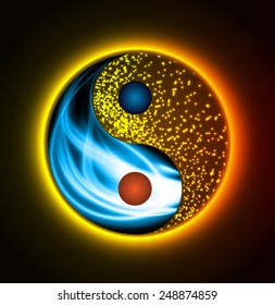 Symbol of yin and yang. fire. water