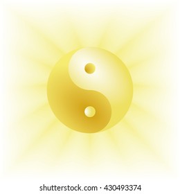 The symbol of yin-yang. Color - gold. Vector.