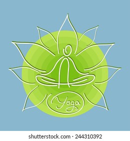 symbol yoga lotus flower on a background of green circle design