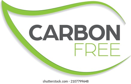 Symbol zero emissions carbon free with green leaf