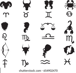 Symbol zodiac  12 vector drawn set