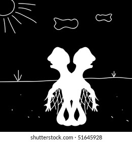 symbolic art, choosing direction. vector