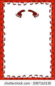 A symbolic art or template where shows the red foot prints of Goddess Kali (Hindu Goddess of Power). Can be used as invitation on holy occasions by Hindus. 