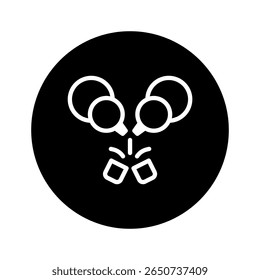 Symbolic celebration toast depicted through minimalistic design within a circular black emblem illustration style
