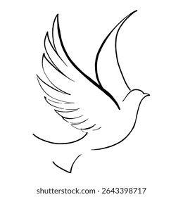 A symbolic Christian logo featuring a cross, a dove, and an open Bible. The dove rises like a flame from the scriptures, representing the Holy Spirit and the light of God’s word. This minimalist black
