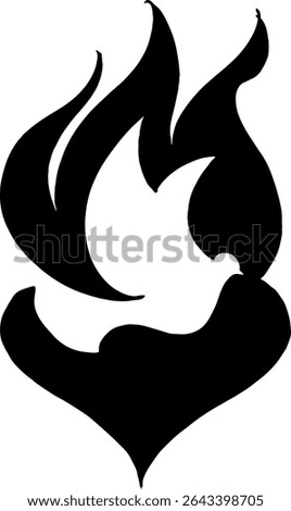 A symbolic Christian logo featuring a cross, a dove, and an open Bible. The dove rises like a flame from the scriptures, representing the Holy Spirit and the light of God’s word. This minimalist black