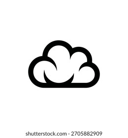 Nuvem simbólica com um contorno curvo e arredondado, apresentado em um fundo transparente. Ícone minimalista perfeito para vários projetos digitais.